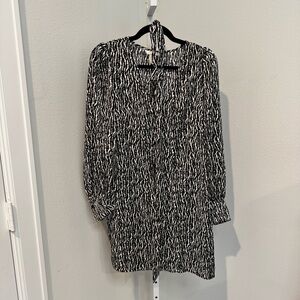 H&M Black and White Patterned Mini Dress